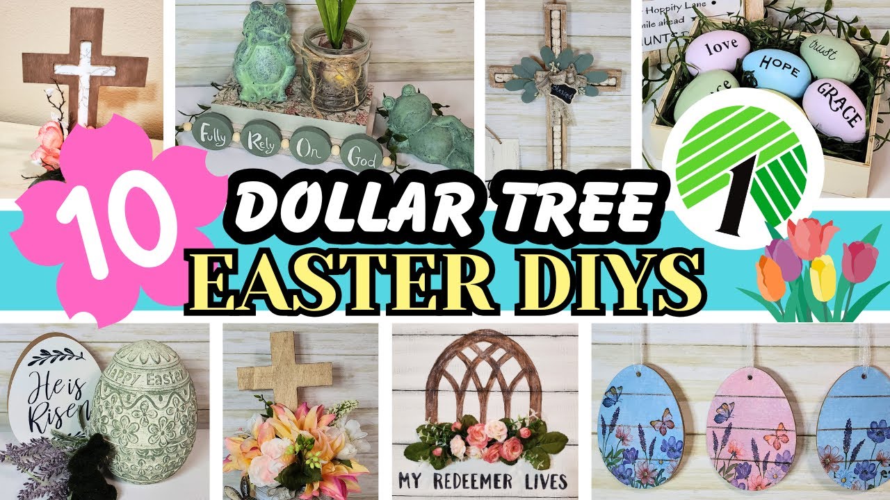 10 BEAUTIFUL Dollar Tree EASTER Crafts - Cross & Christ Centered Home Decor DIYS