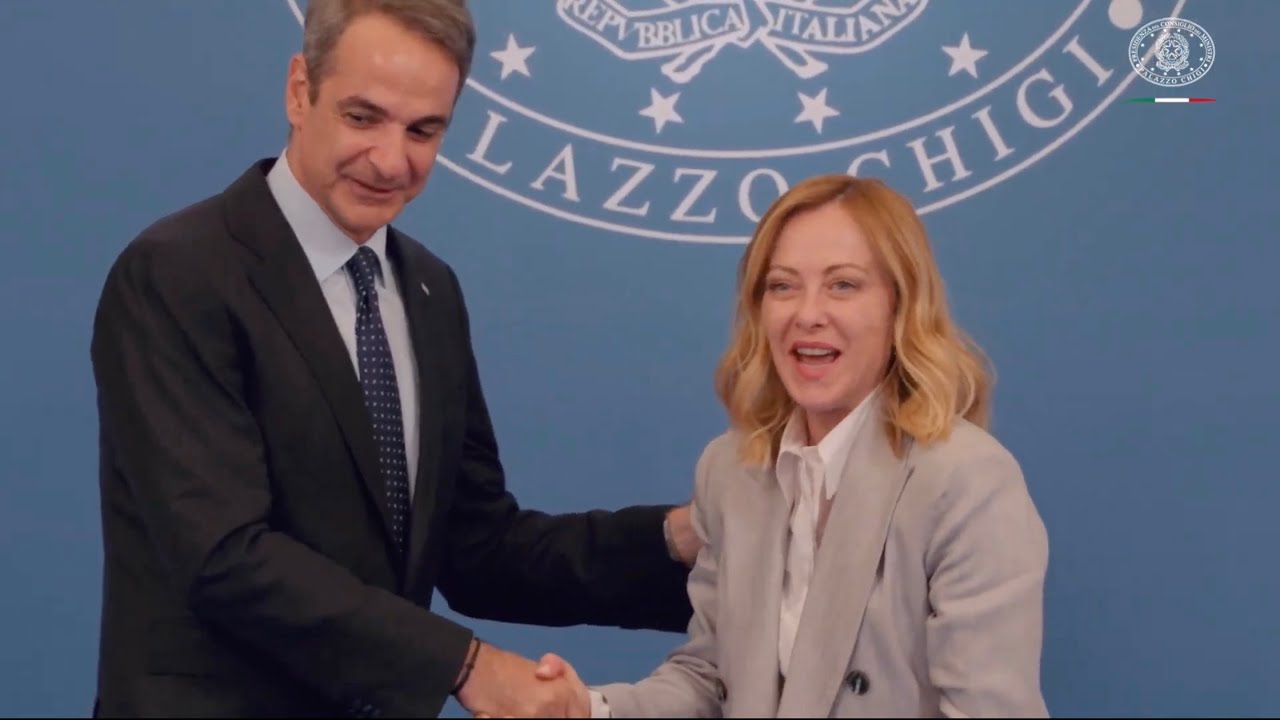 GIORGIA MELONI E KYRIAKOS MITSOTAKIS INTERVENGONO AL VERTICE INTERGOVERNATIVO ITALIA-GRECIA
