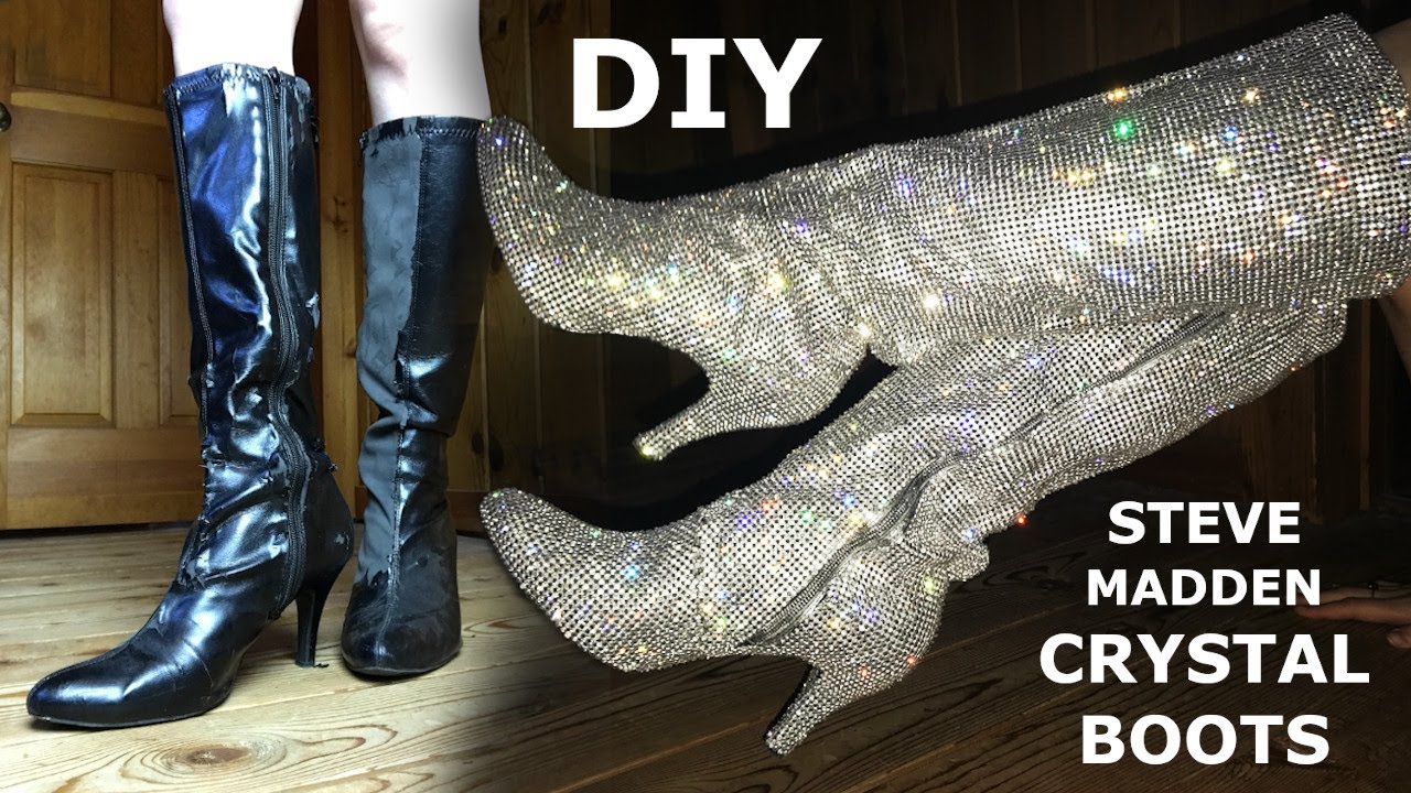 👢✨#DIY Rhinestone Boots Tutorial | Steve Madden Inspired ✨👢