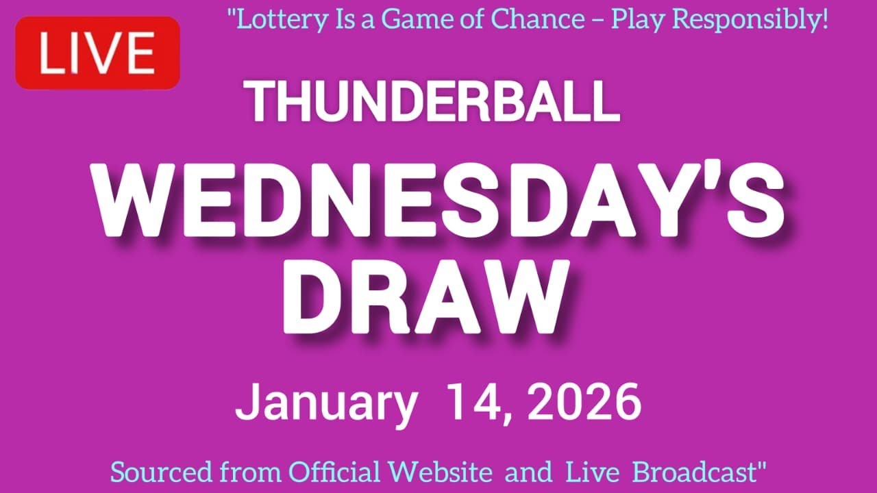 National Lottery Thunderball draw live tonight results from Wednesday 14 Jan 2026 | thunderball