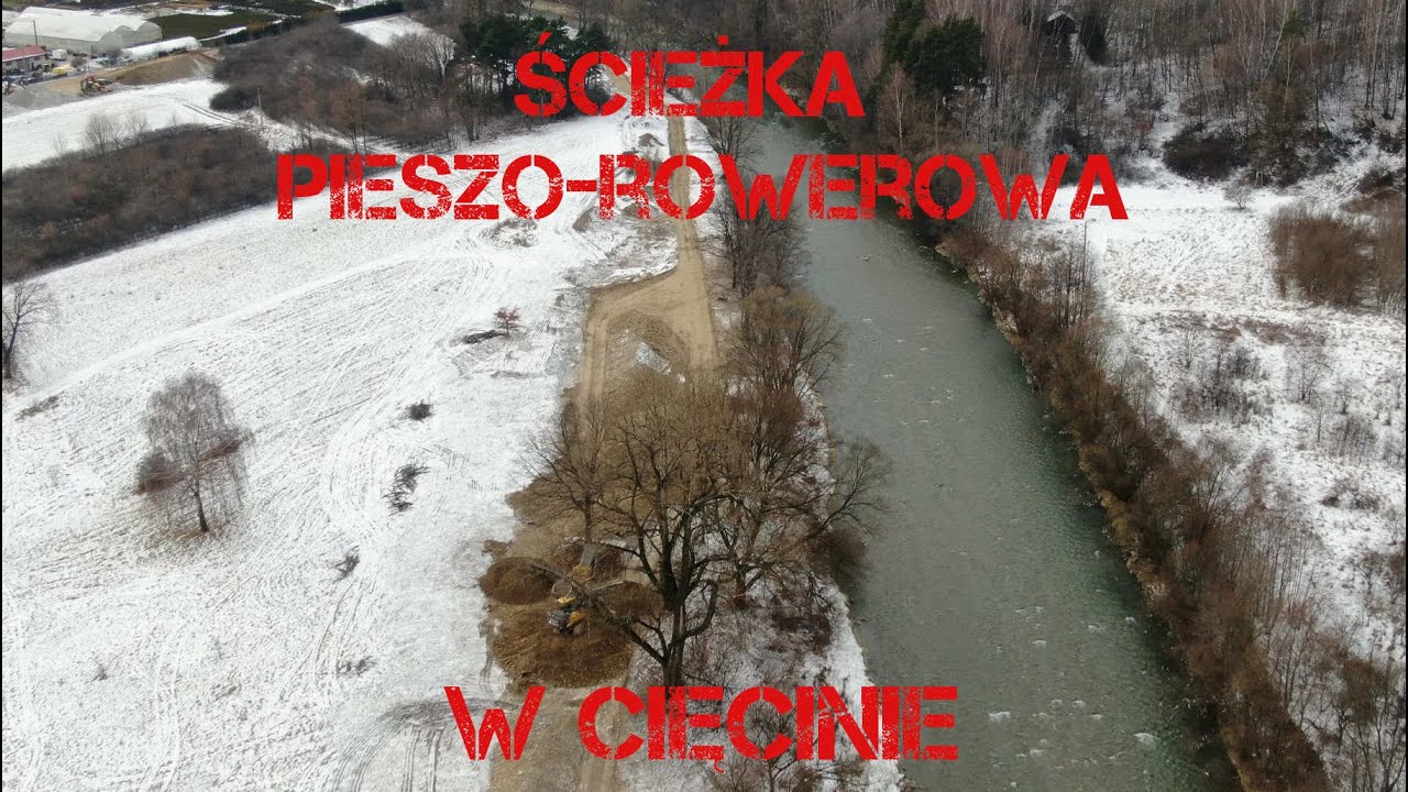Budowa ścieżki pieszo-rowerowej w Cięcinie [DRON]