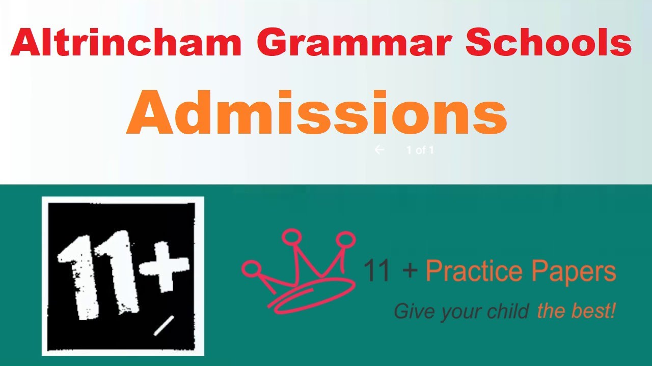 Altrincham Grammar Schools Admissions - Eleven Plus Exams - 11+ Practice Papers