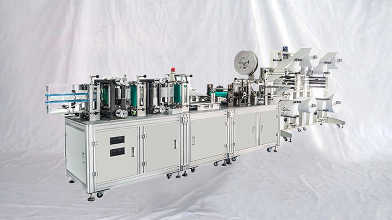 KN95 face masks making machine folding respirator manufacturing line mascaras haciendo linea