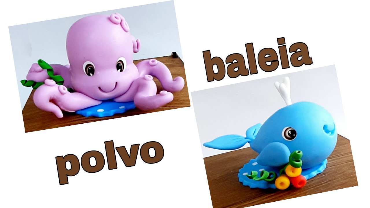 Apliques para caixinha de biscuit. BALEIA e POLVO