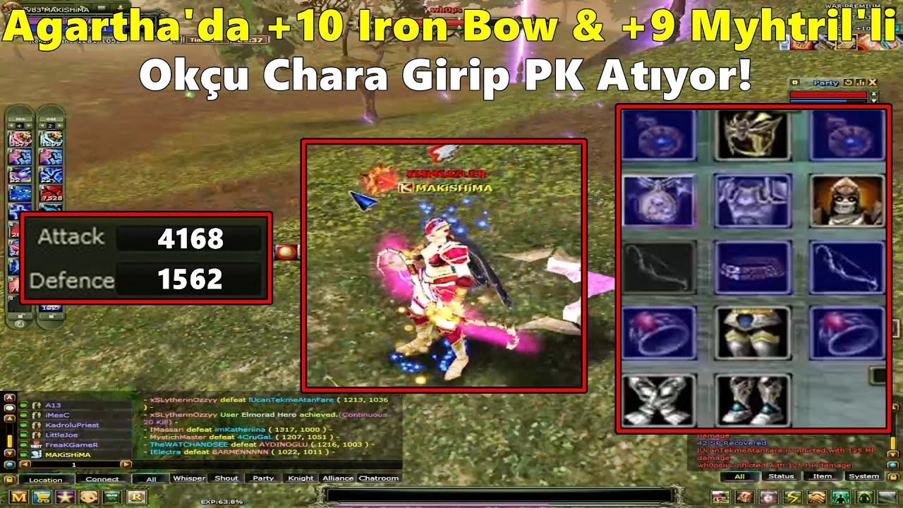 xGoldenHazee - Agartha'da +10 Iron Bow & +9 Myhtril'li Okçu Chara Girip PK Atıyor! | Knight Online