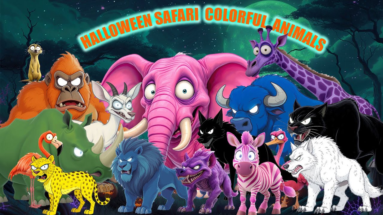 Halloween Safari Colorful Animal Sounds Song | Nursery Rhymes | LittleKidsTV 