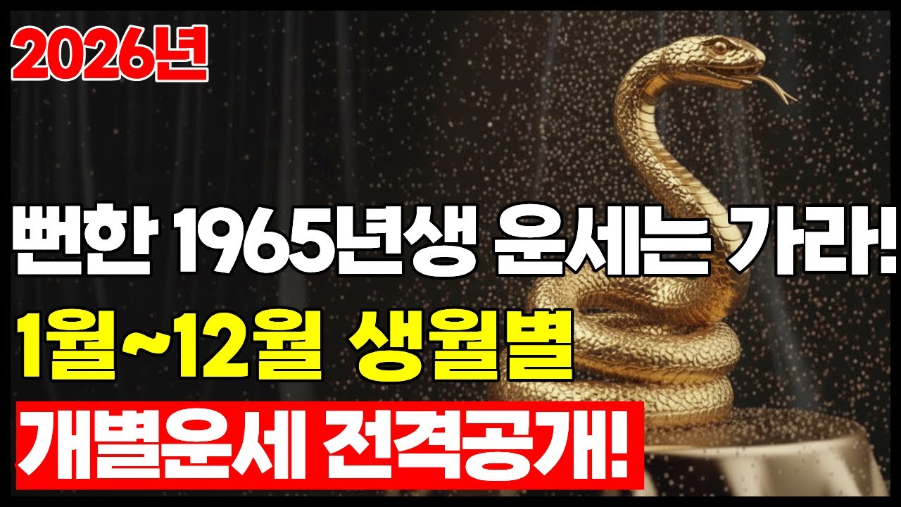월별 비결 2026년 1965년생 뱀띠 운세 드디어 터진다 60년 만에 찾아온 대박 기회 놓치면 후회합니다 I 토정비결 월별 총정리