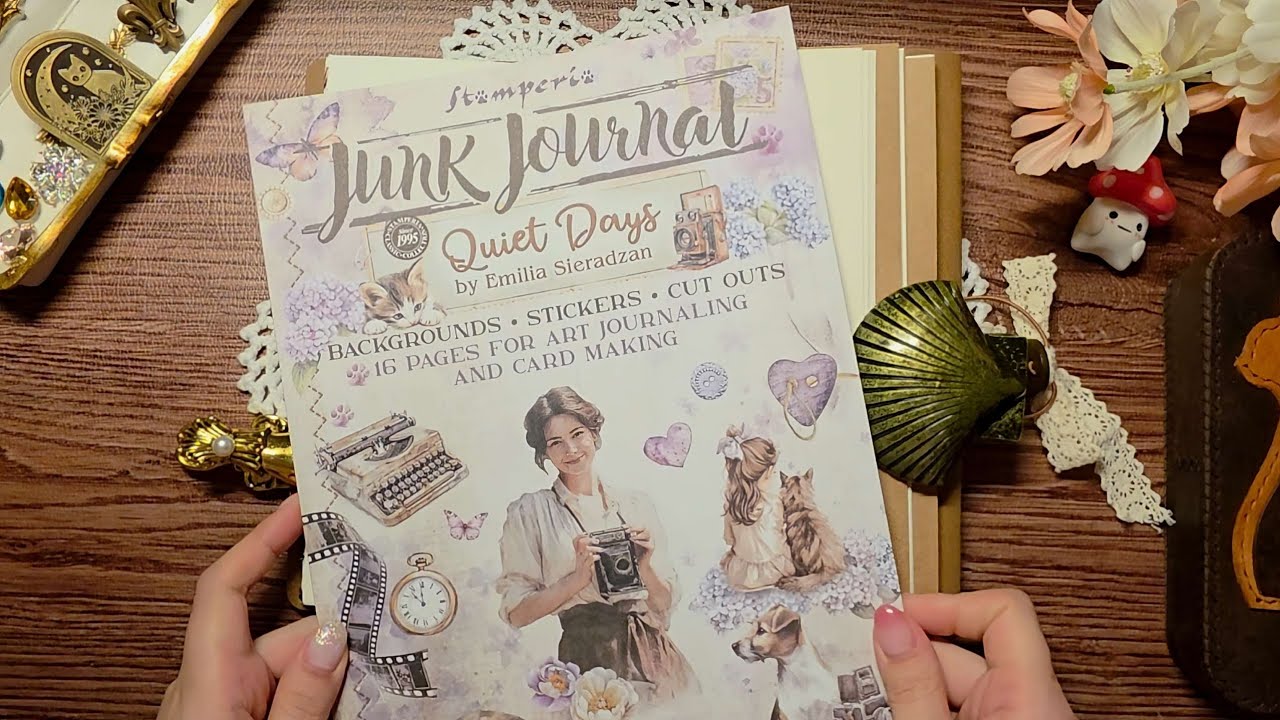 보라빛빈티지다이어리꾸미기ASMR #scrapbooking#collage