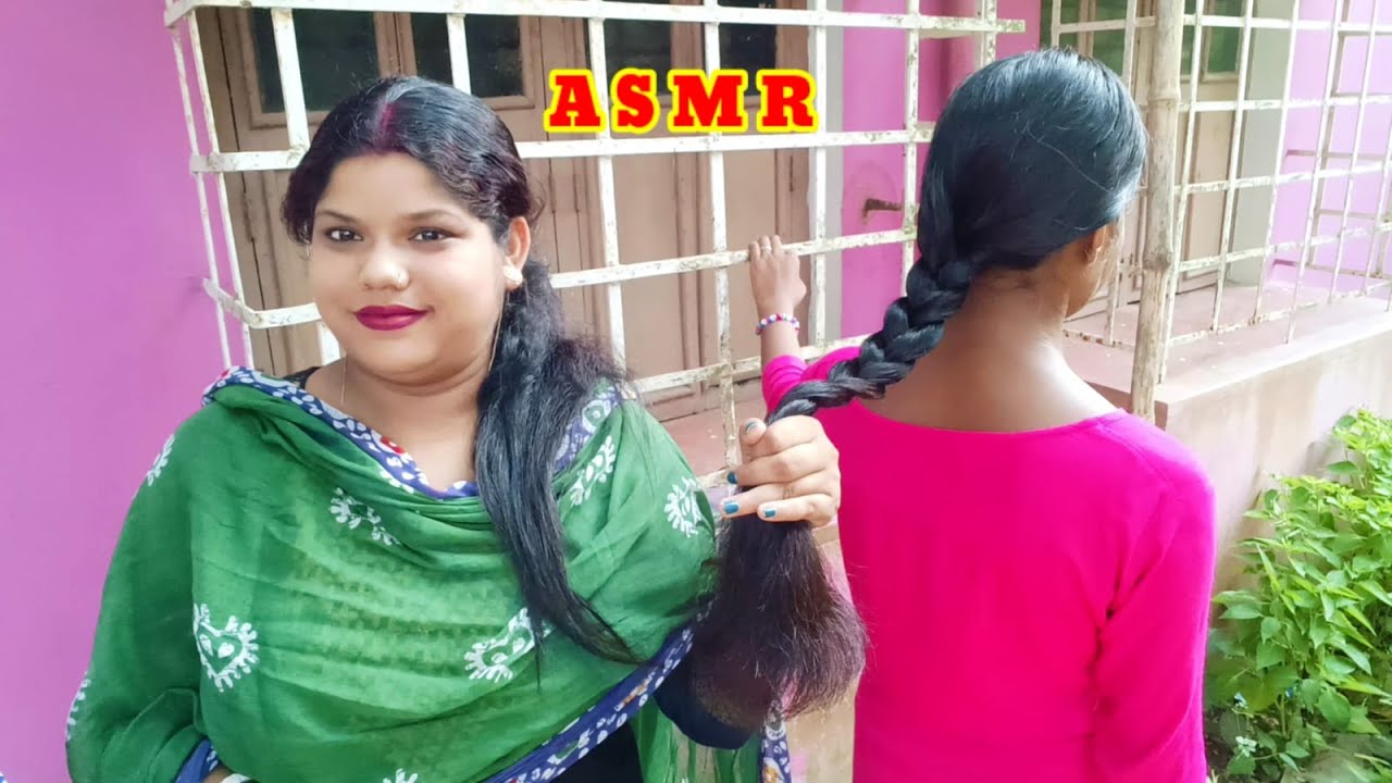 ASMR~Fast and Aggressive Indian School Hair Binding Styling (negetive energy remove)