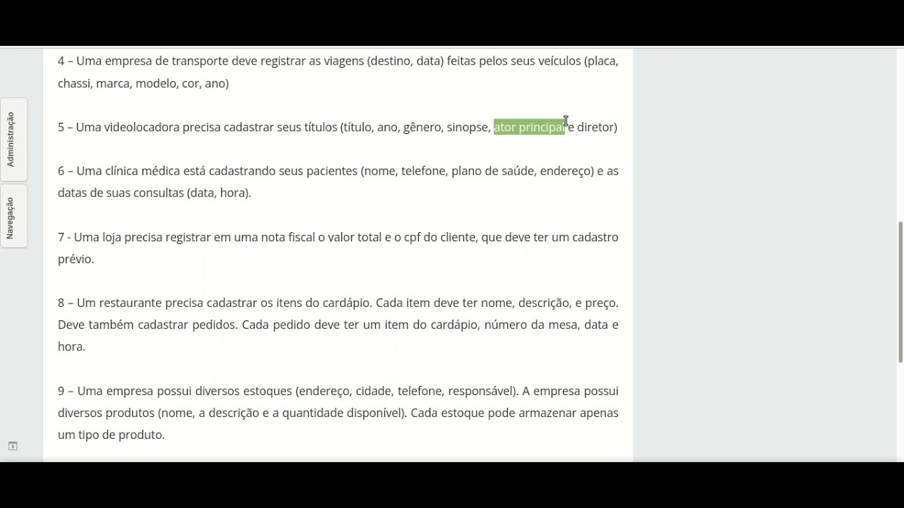 Exercícios de Modelagem Entidade Relacionamento