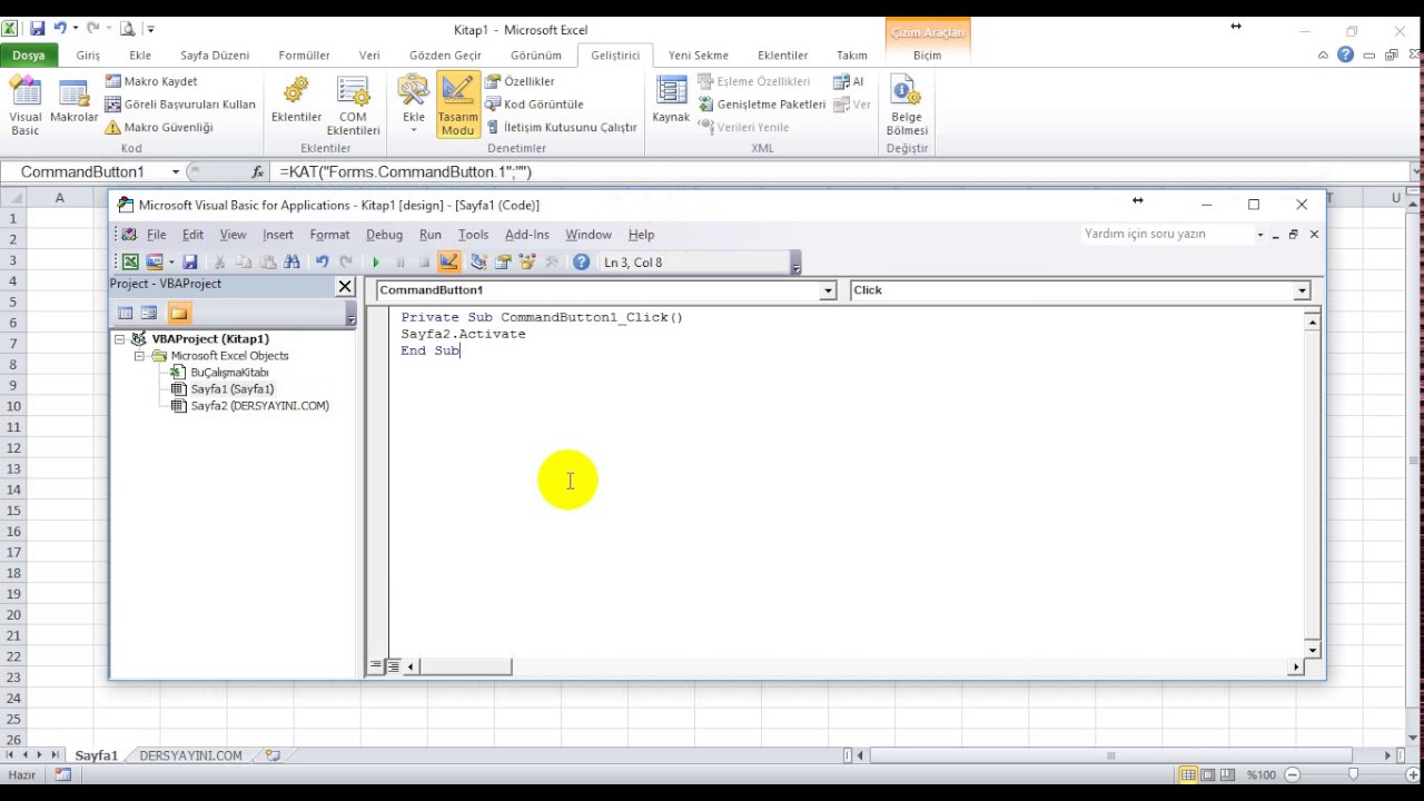 Microsoft Excel Makro -  Sayfalar arası geçiş butonları ekleme