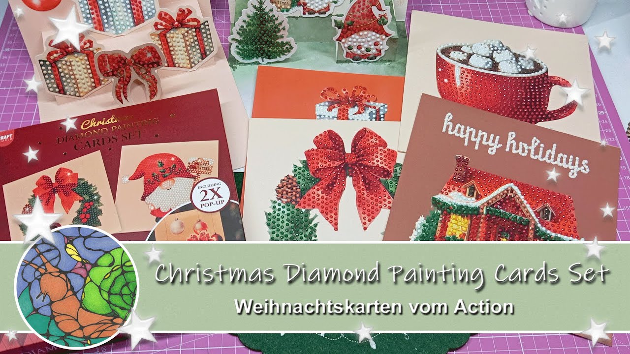 Christmas Diamond Painting Cards Set - Weihnachtskarten vom Action 🎄| Timelapse