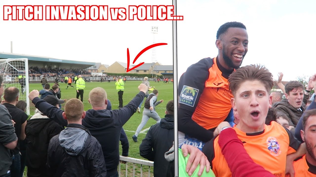 CRAZY PITCH INVASION AT NON-LEAGUE vs POLICE...