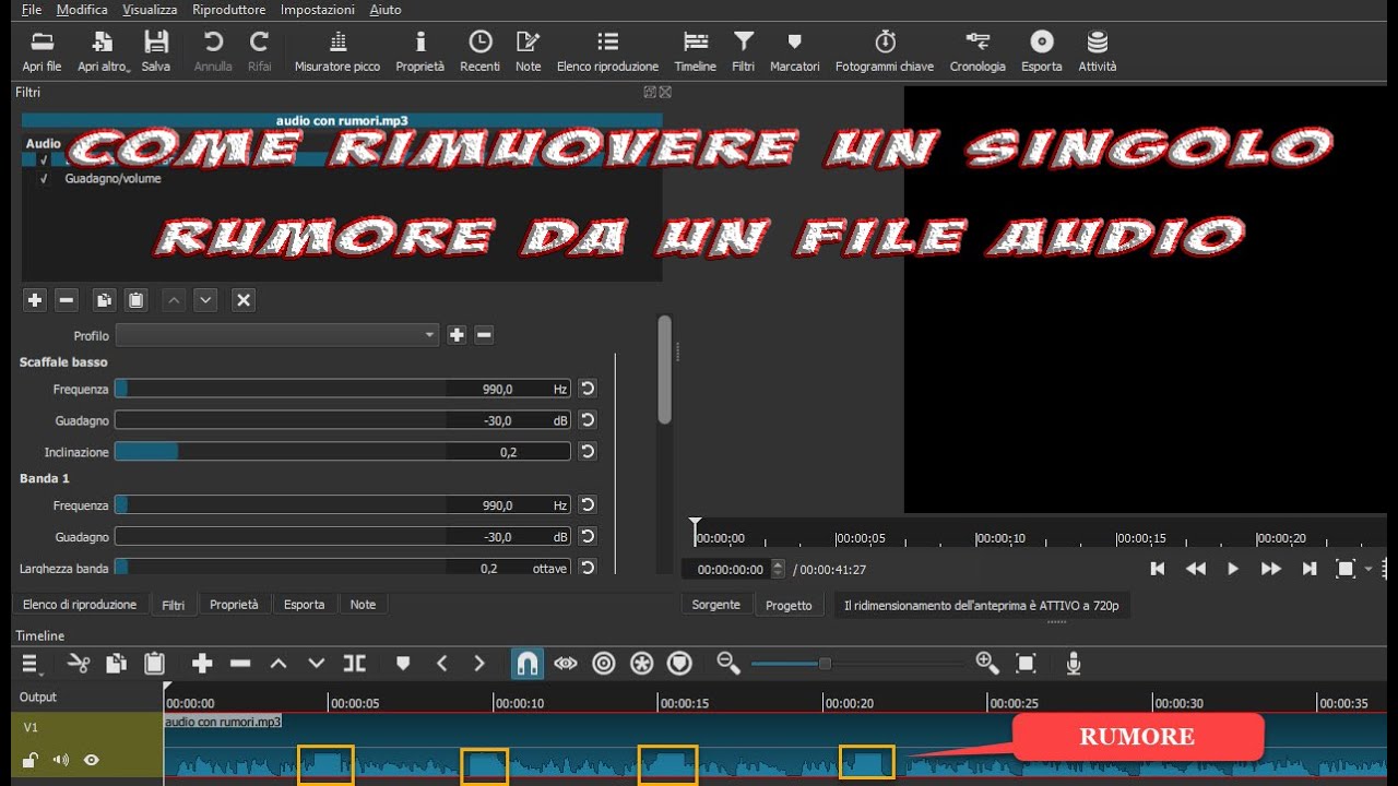 Come rimuovere un singolo rumore da un file audio