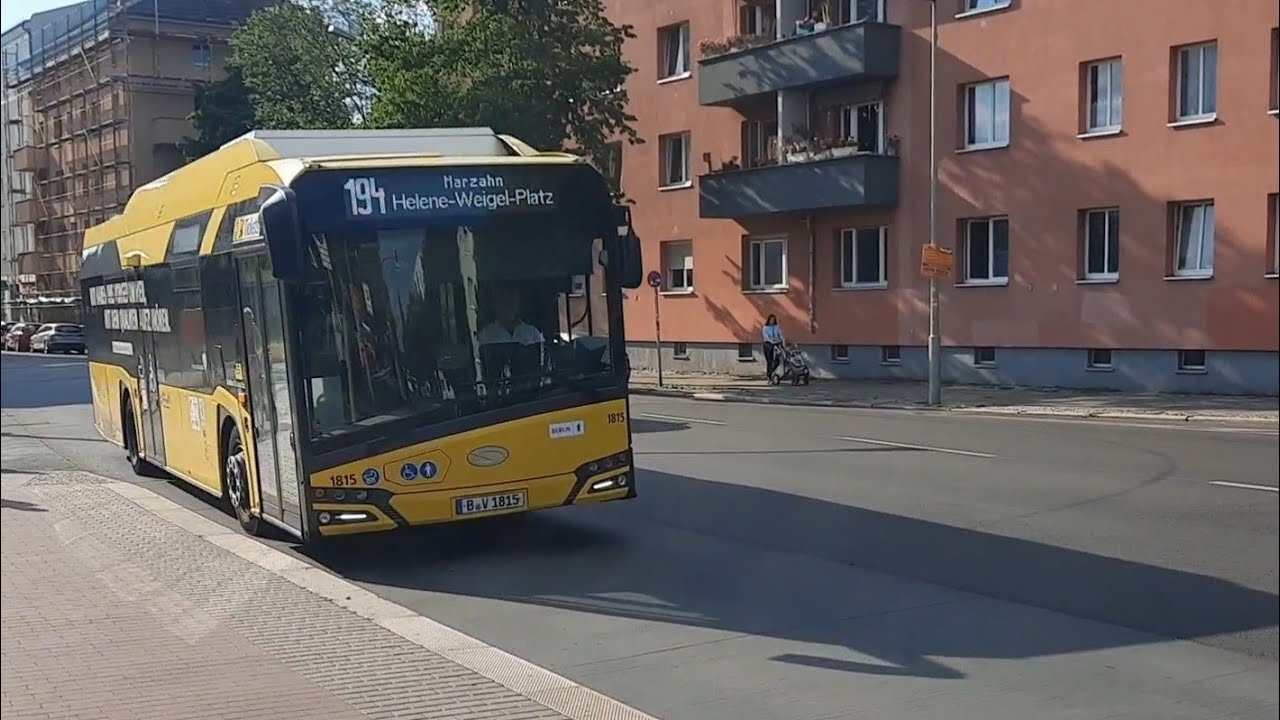 Bus 194 mitfahrt von Wönnichstr. nach Marzahn mit den Solaris Urbino 12e electric | ÖPNV Berlin