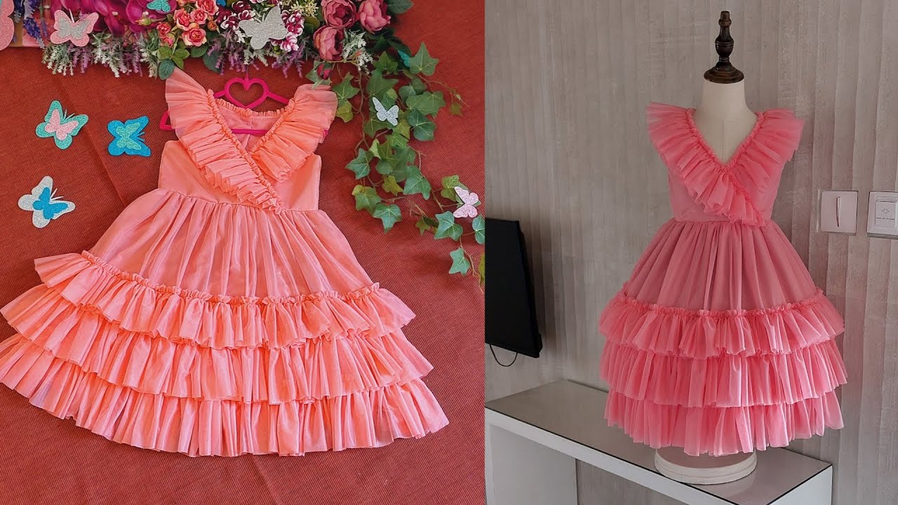 Cutting and stitching baby frock/cutting and stitching layered bubble /baby frock/frilly baby frock