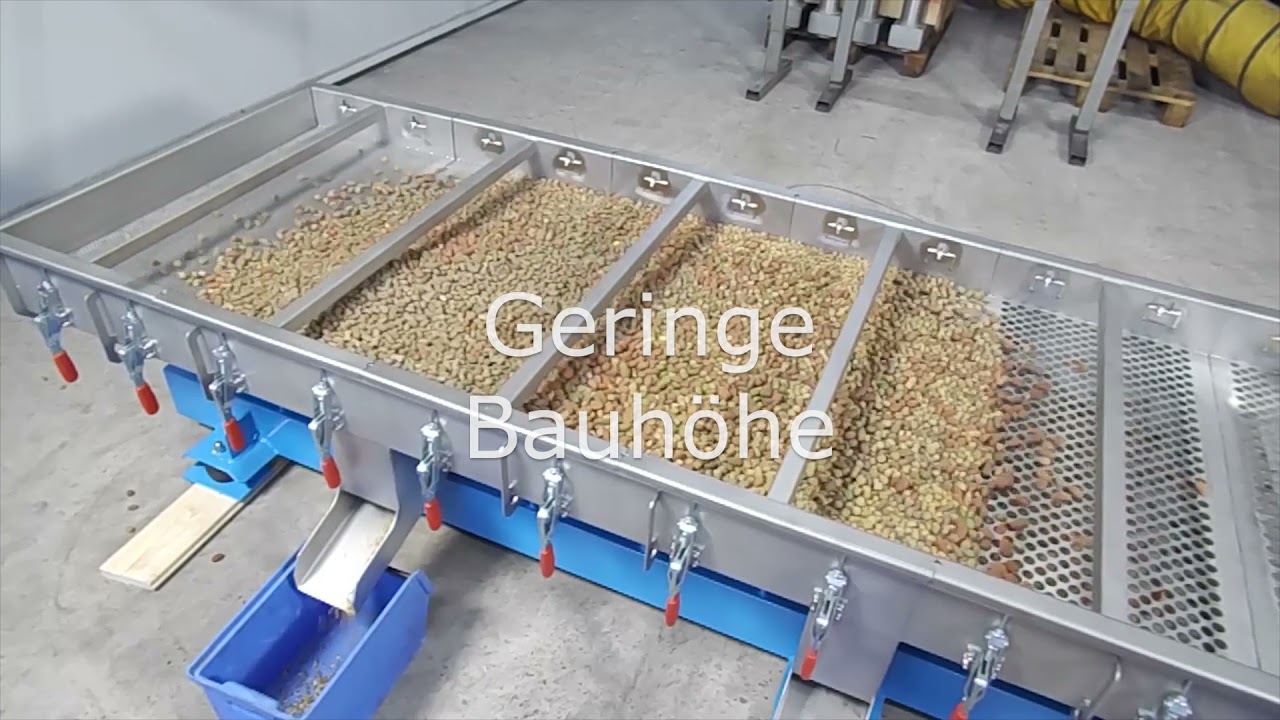 Vibrationsförderrinne zum Sieben.