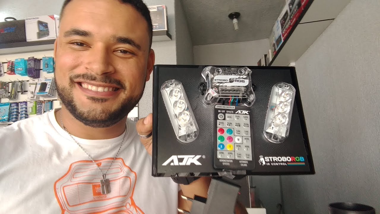 TESTEI O SUPER LANÇAMENTO AJK, STROBO RGB AGORA COM CONTROLE REMOTO , #SOMAUTOMOTIVO