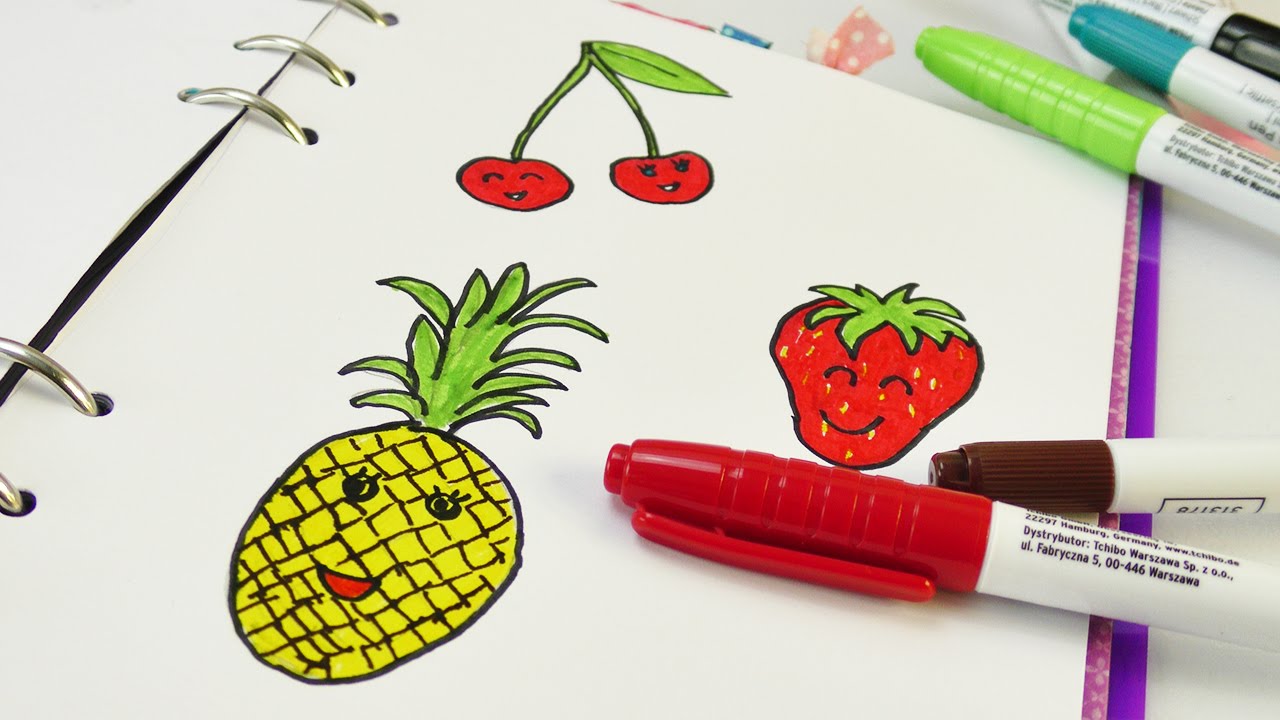 Malen im Filofax 🍒 süße Früchtchen 🍓 Kathi malt Obst 🍍 Erdbeer, Kirsche & Ananas | Sommer