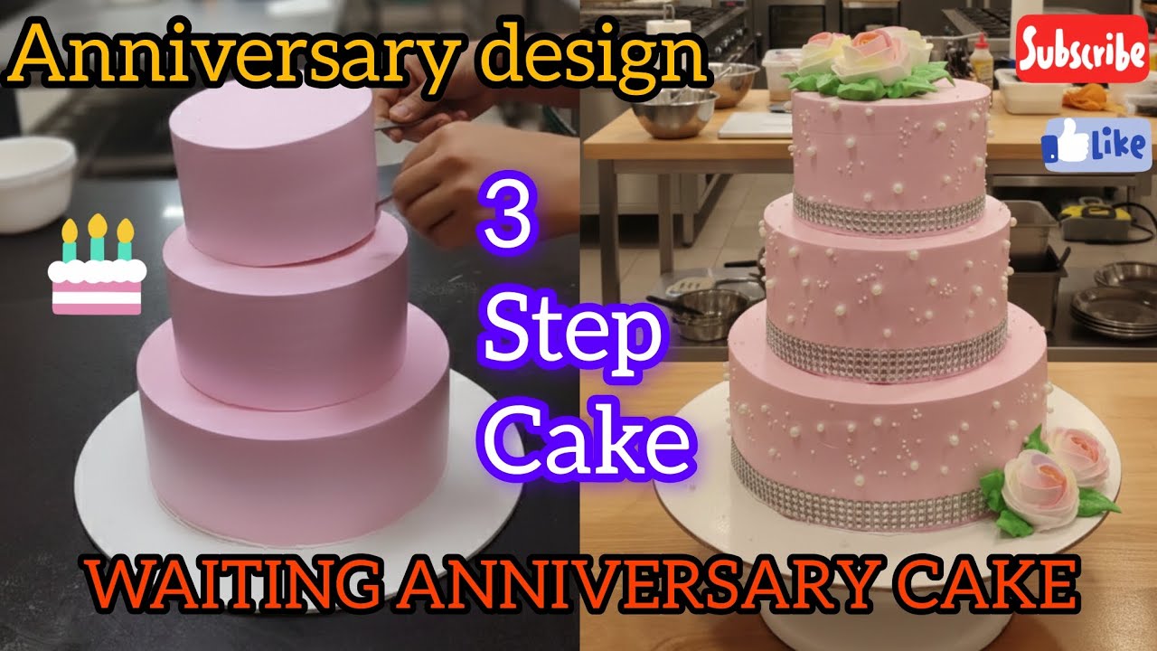 Anniversary cake design 💐| 3 Tier cake | Wedding Anniversary cake 🎂❤️🥰💐 | shabbircakemaster 