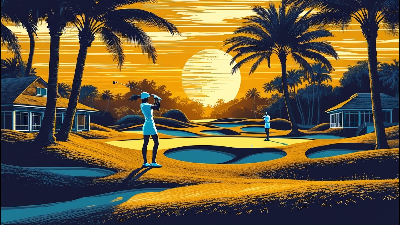 Tropical Bossa Nova & Woodcut Golf Art | Relaxing Golf Course Ambience