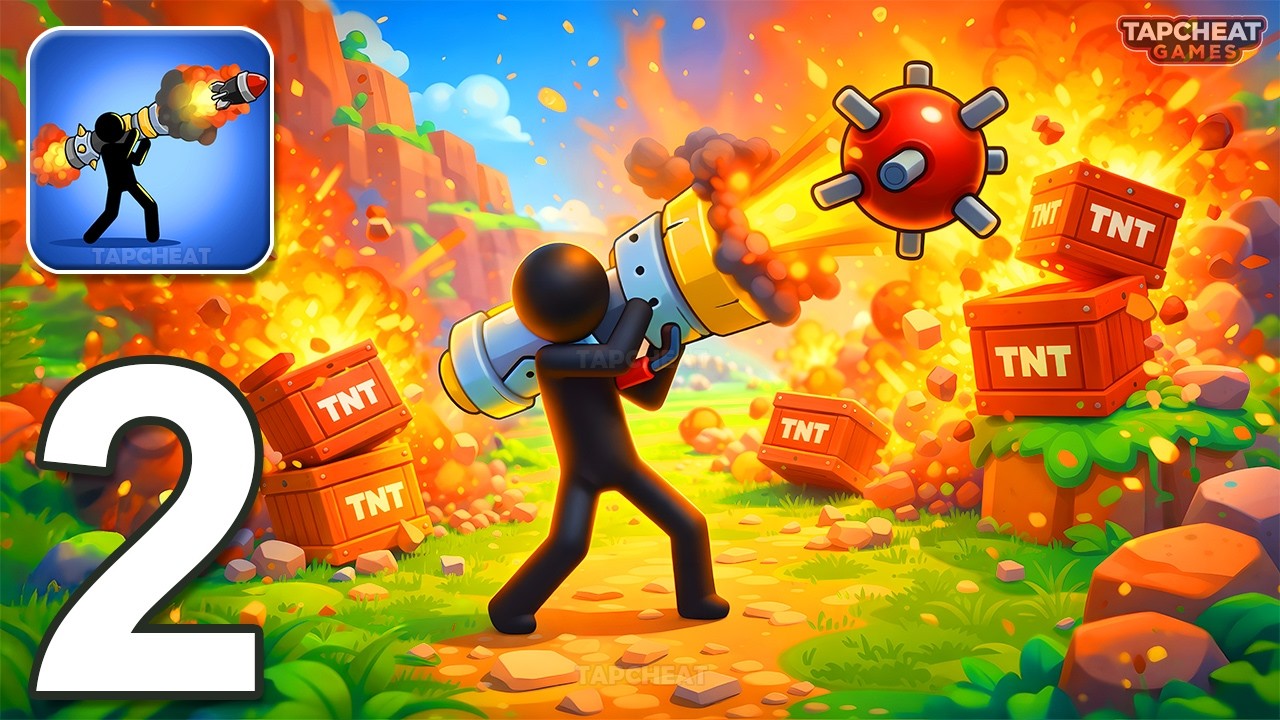 Boom Stick: Bazooka Puzzles - Gameplay Walkthrough Part 2 - Stickman Bazooka Puzzle (Android, iOS)