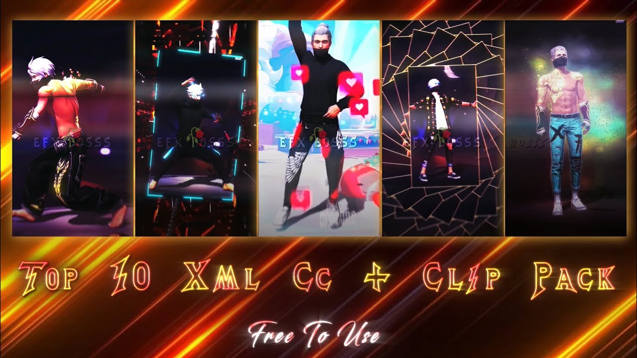 🔺Free Fire Top 10 Xml + Cc + Clip 🔸 Ff Editing Clip Pack  🔸 Ff Emote Clip 🔸  Ff Clip 🔻