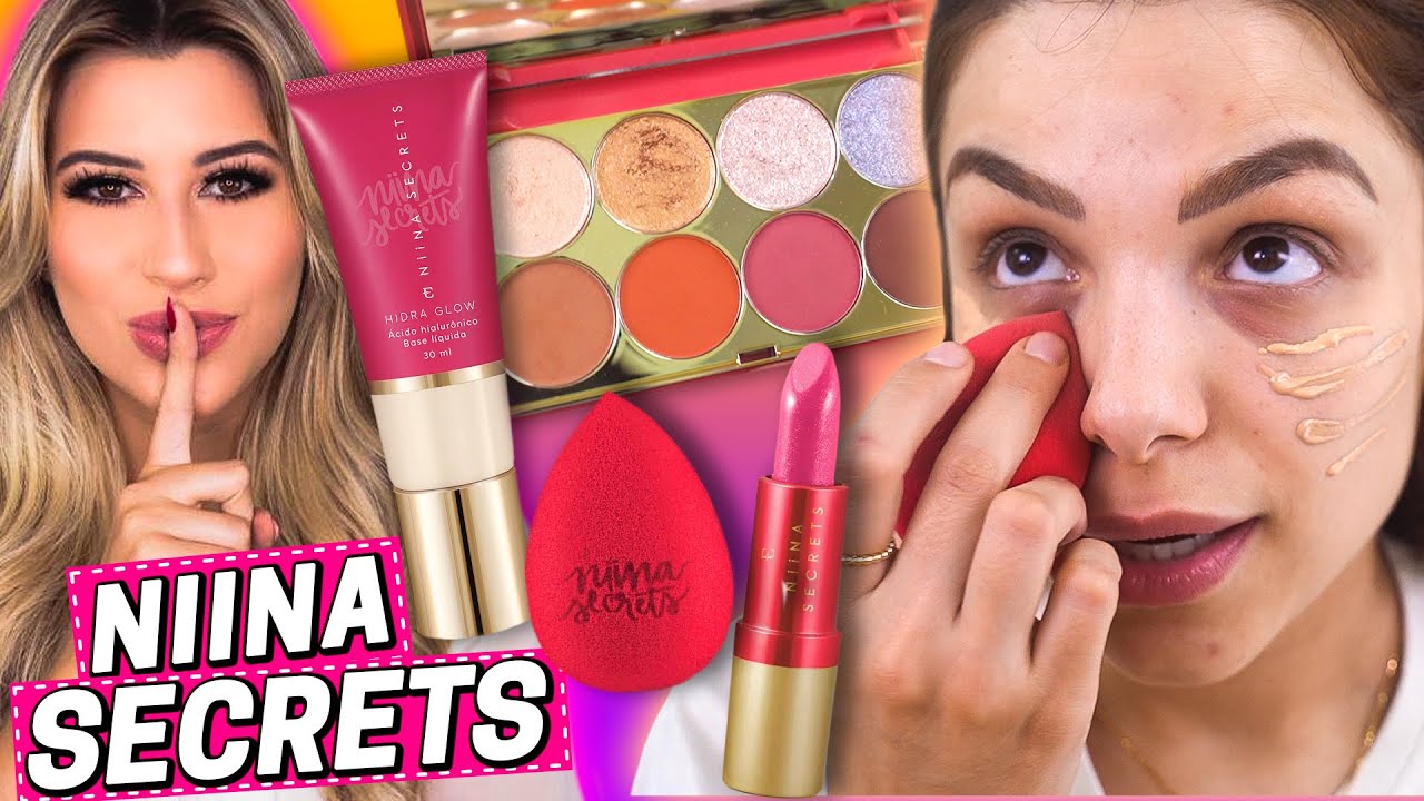 TESTANDO makes da NIINA SECRETS + RESENHA completa da BASE!