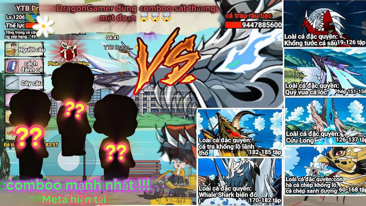 DragonGamer Phát hiện comboo sát thương 1 đoạn Mạnh nhất META hiện tại Cân all trong Câu cá vạn cân