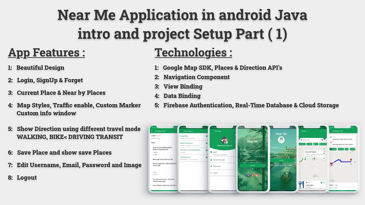 Near Me | Firebase, Google Map, Place & Direction API's | Intro & Setup Project Android Java Part(1)