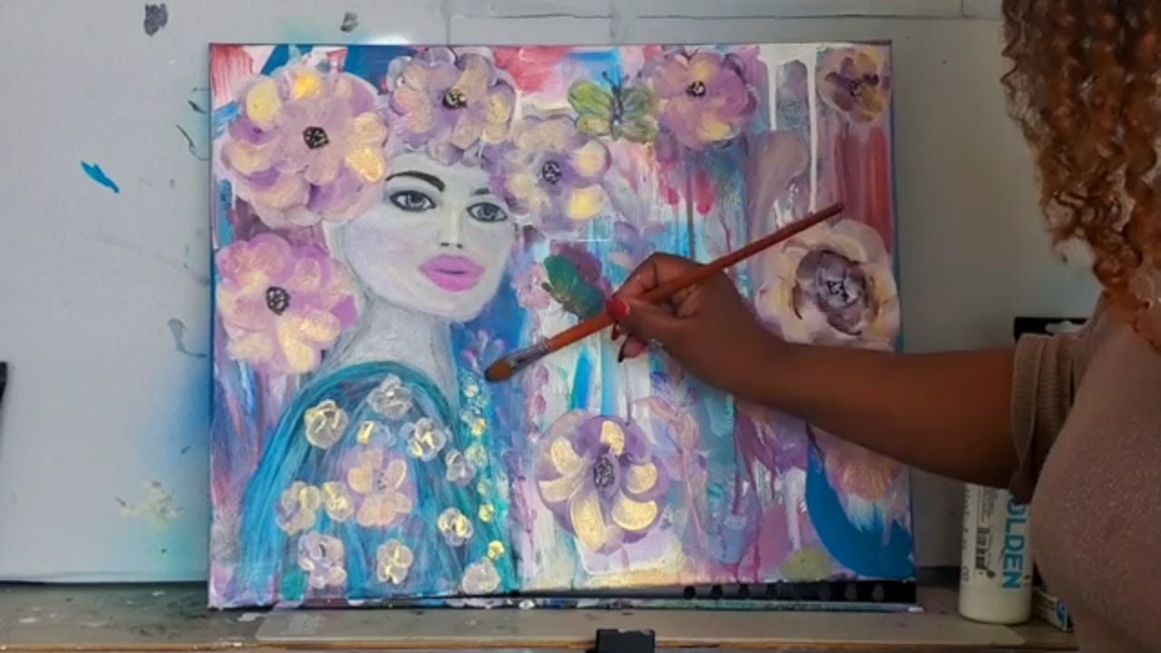 A Portrait of Ruth / How To Paint An Elegant Abstract Realism Portrait /Acrylic Painting Style 