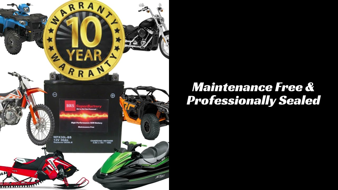 BRS Super Battery OEM Replacement for YTX30L Motorcycle, Side By Side, UTV Battery 