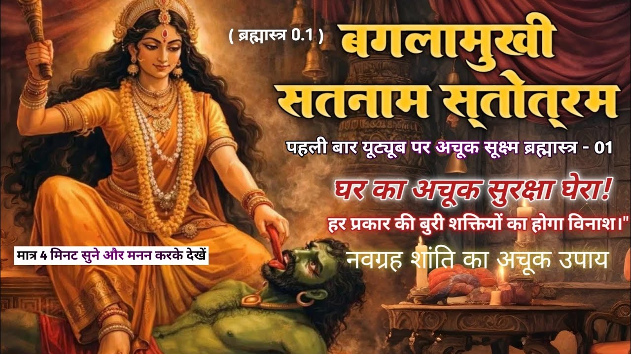 4 मिनट में सूक्ष्म ब्रह्मास्त्र, बुरी शक्तियां,नवग्रह दोष होंगे जड़ से खत्म,बगलामुखी शतनाम स्तोत्रम् 