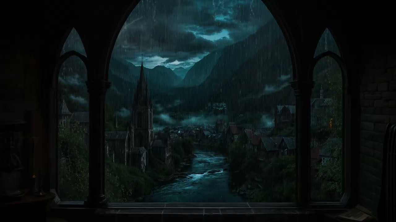 Stormy Night in a Castle Bedroom | Deep Sleep with Heavy Rain & Thunder