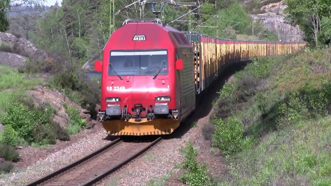 El18 med timmertåg