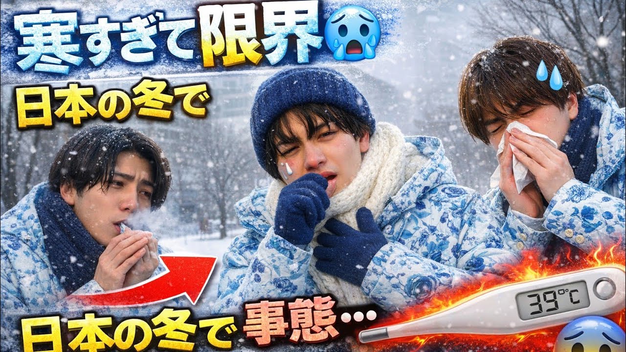 「おはよう！でも寒すぎる朝🥶 日本の冬でまさかの風邪体験
