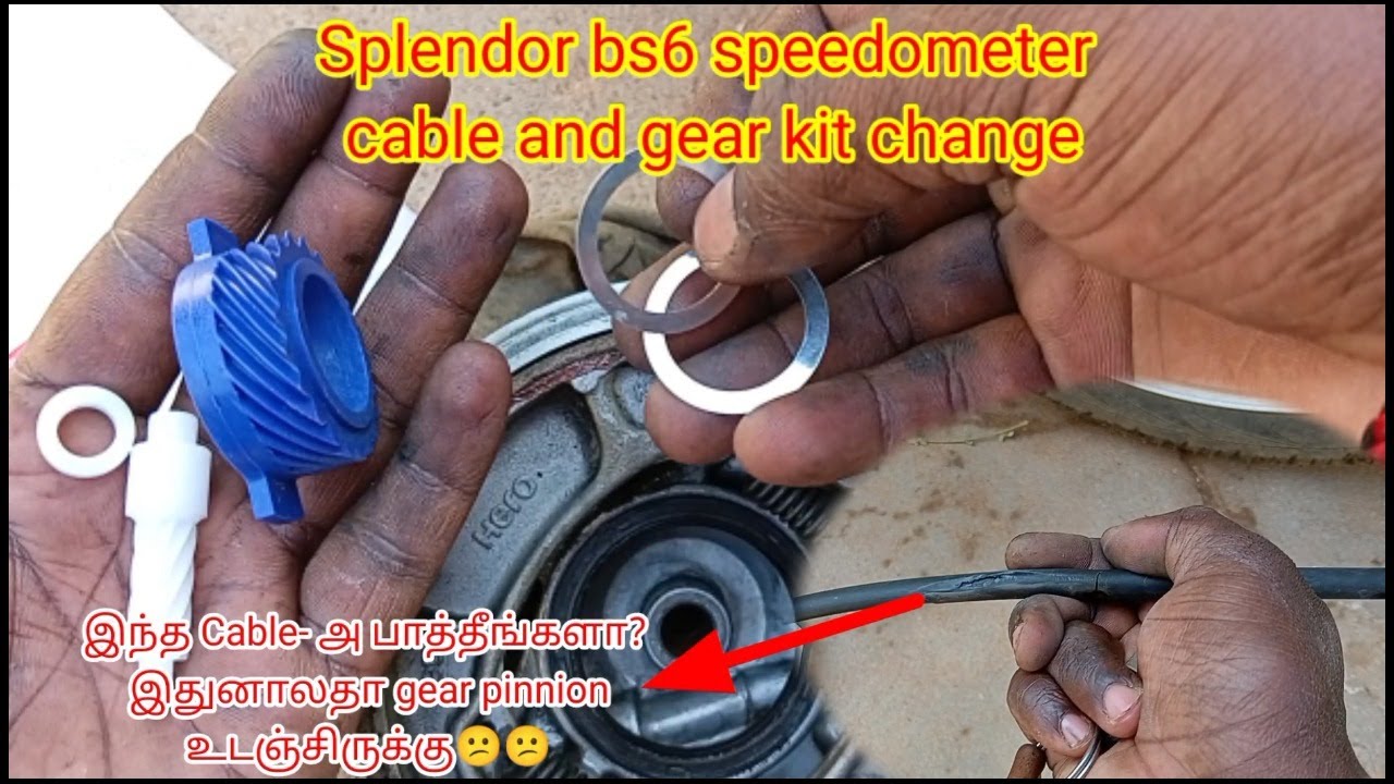 Hero splendor bs6 speedometer cable and gear kit change || Speedometer pinnion new one change