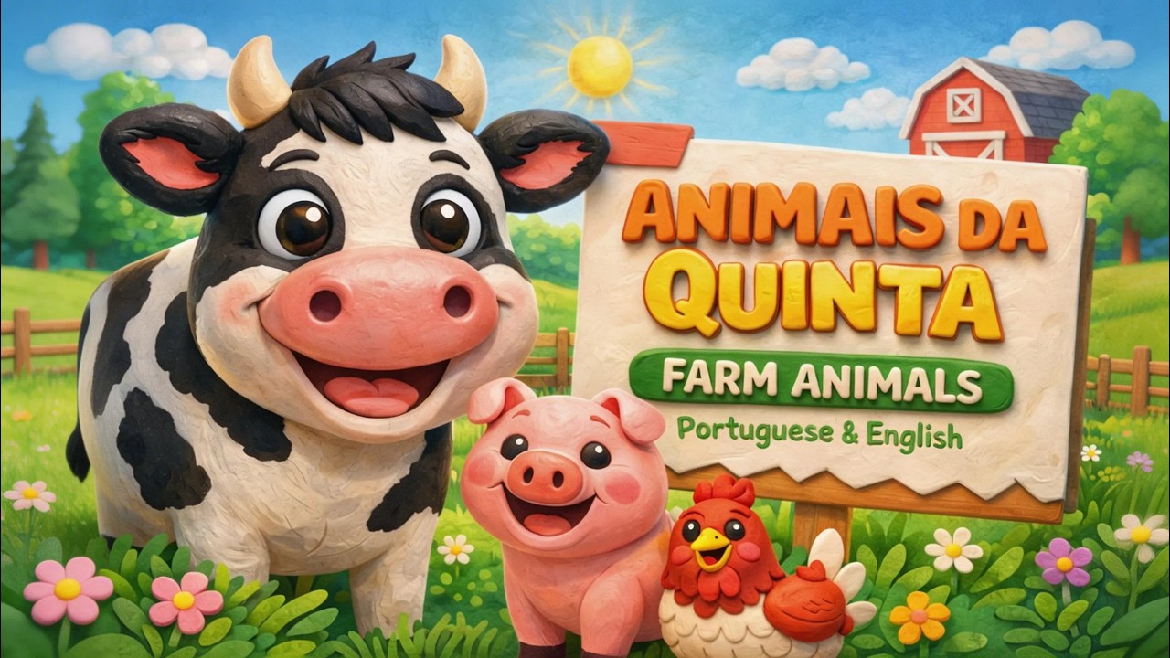 Learn Farm Animals | Animais da Quinta in European Portuguese & English for Kids