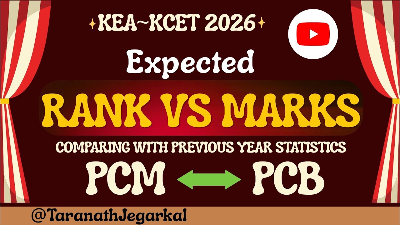 KCET 2026 RANK vs MARKS for PCM and PCB| KCET 2026| KEA2026|