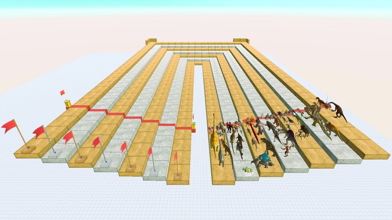 Speed ​​race with all ARBS units. 180 degree corner course! - Animal Revolt Battle Simulator