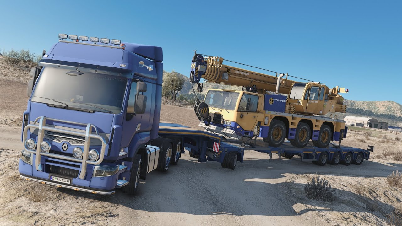 🚚[유로트럭2,ETS2] 게임플레이, 남유럽, 크레인 운송, RENAULT Premium, GAME PLAY, 4k, SNOWYMOON V2.
