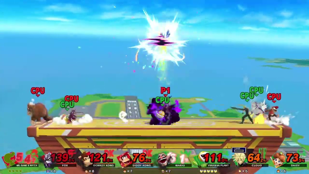 Super Smash Bros. Ultimate: 4 vs 4 Stock Battle (Red Team vs Green Team)