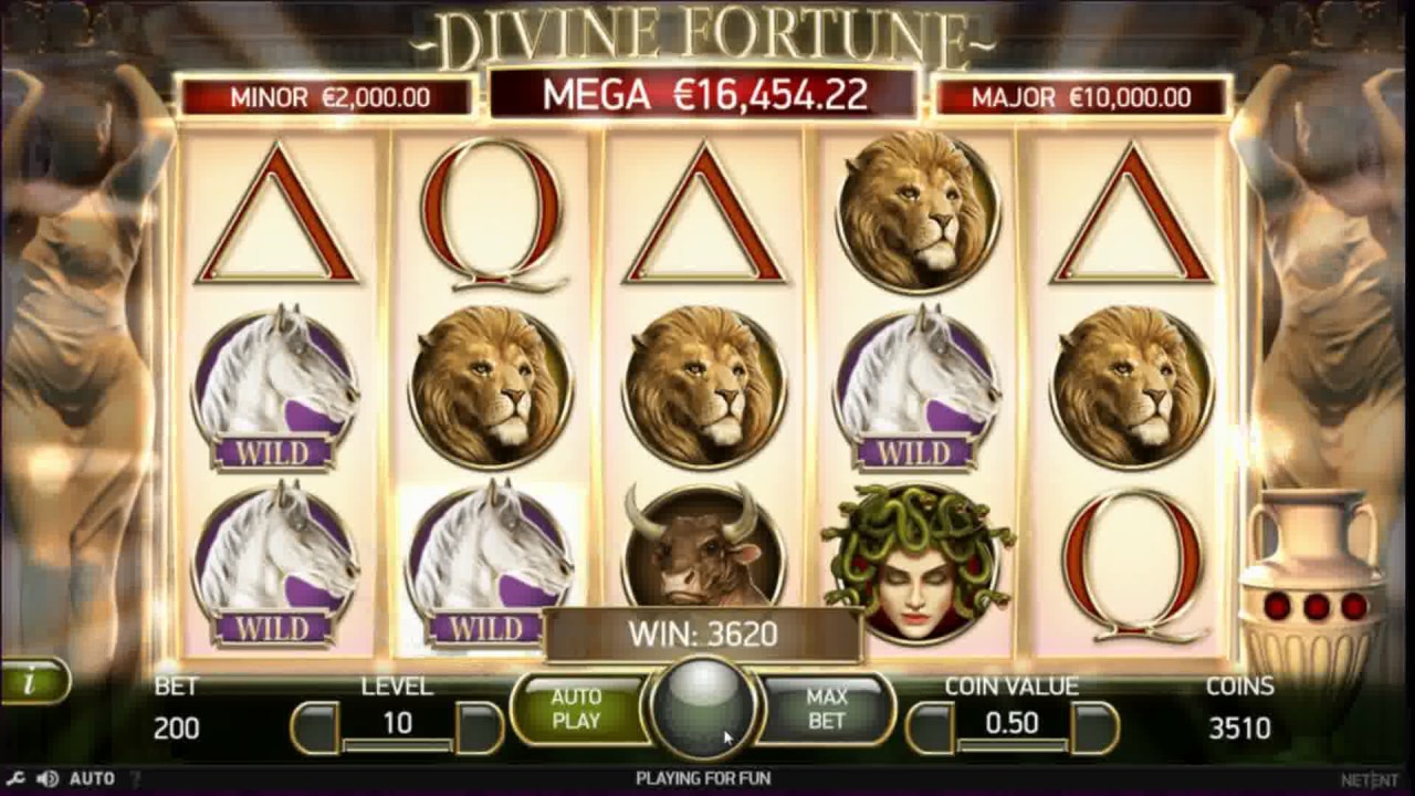 Divine Fortune slots machine demo - wild session big win - fun play -netent