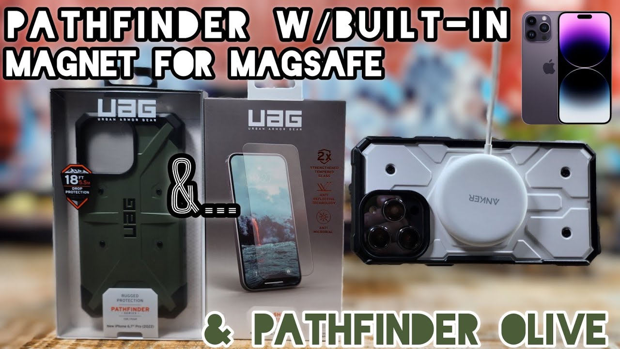 UAG Pathfinder Olive & Pathfinder White w/Built-in Magnet for Magsafe | iPhone 14 Pro Max