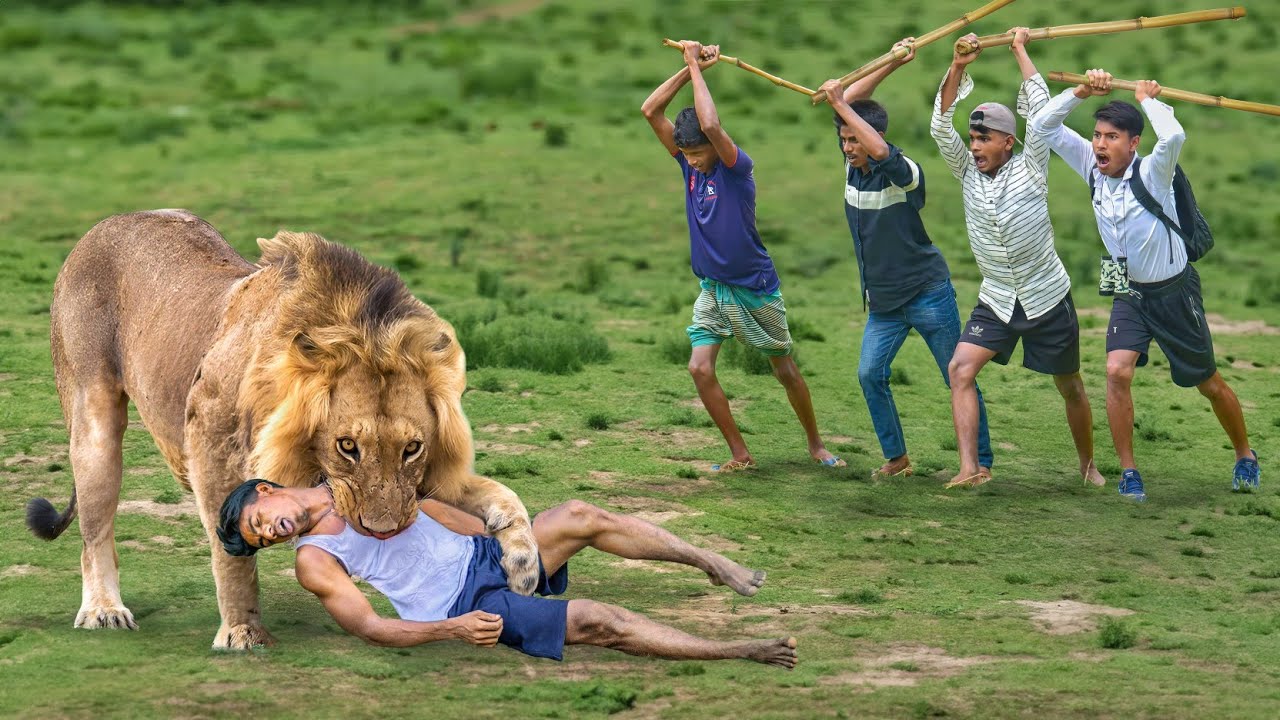 Lion Attack Man in Forest | Lion Attack Hunter | Lion Attack Stories Part 3