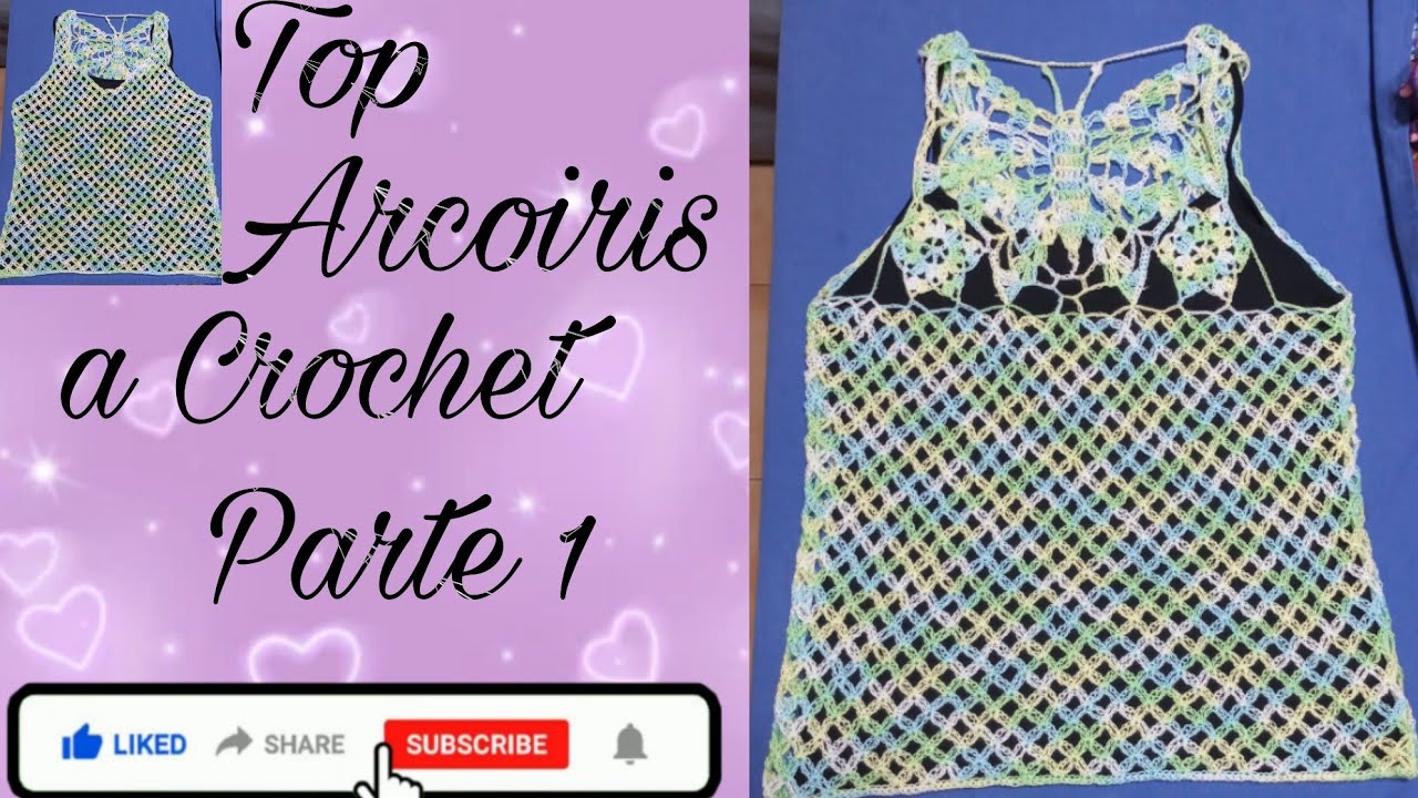 Top Arcoiris a Crochet Parte 1 😍 🥰 😘