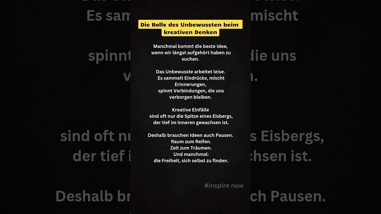 Die Rolle des Unbewussten beim kreativen Denken. #kreativit&auml;t #psychologie #unbewusstes #mindset