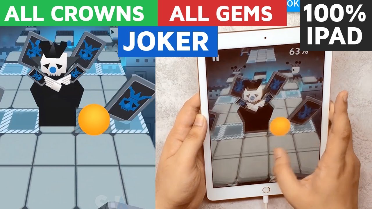 Rolling Sky Joker iPad 100% 3/3 Crowns 10/10 Gems complete