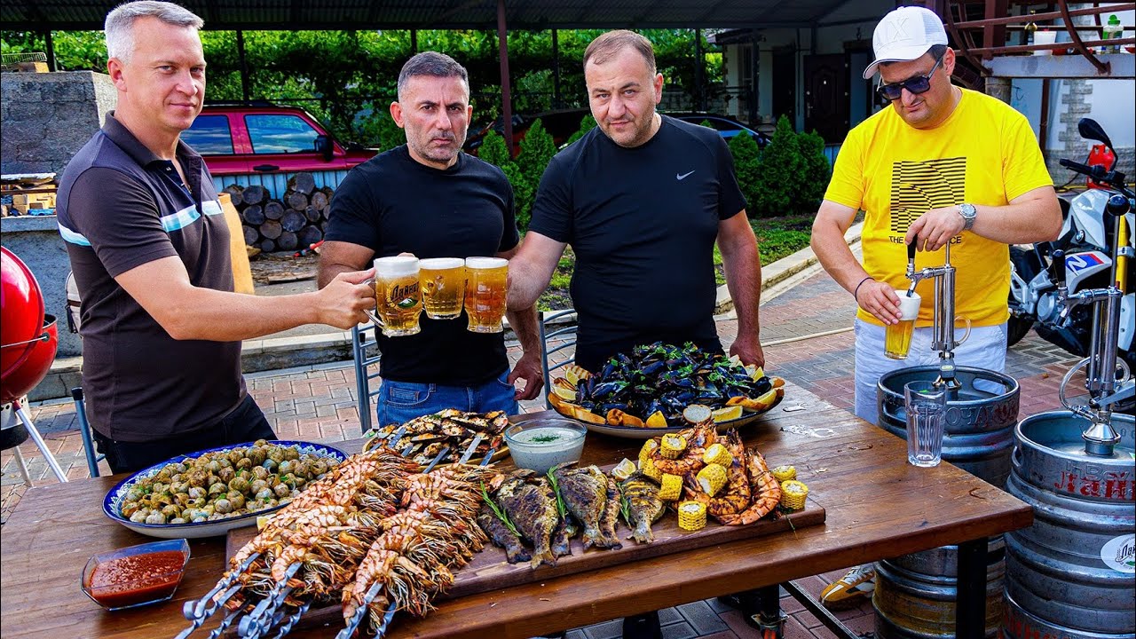 120 LITERS OF BEER. SHRIMP KEBAB. WE COOK SEAFOOD