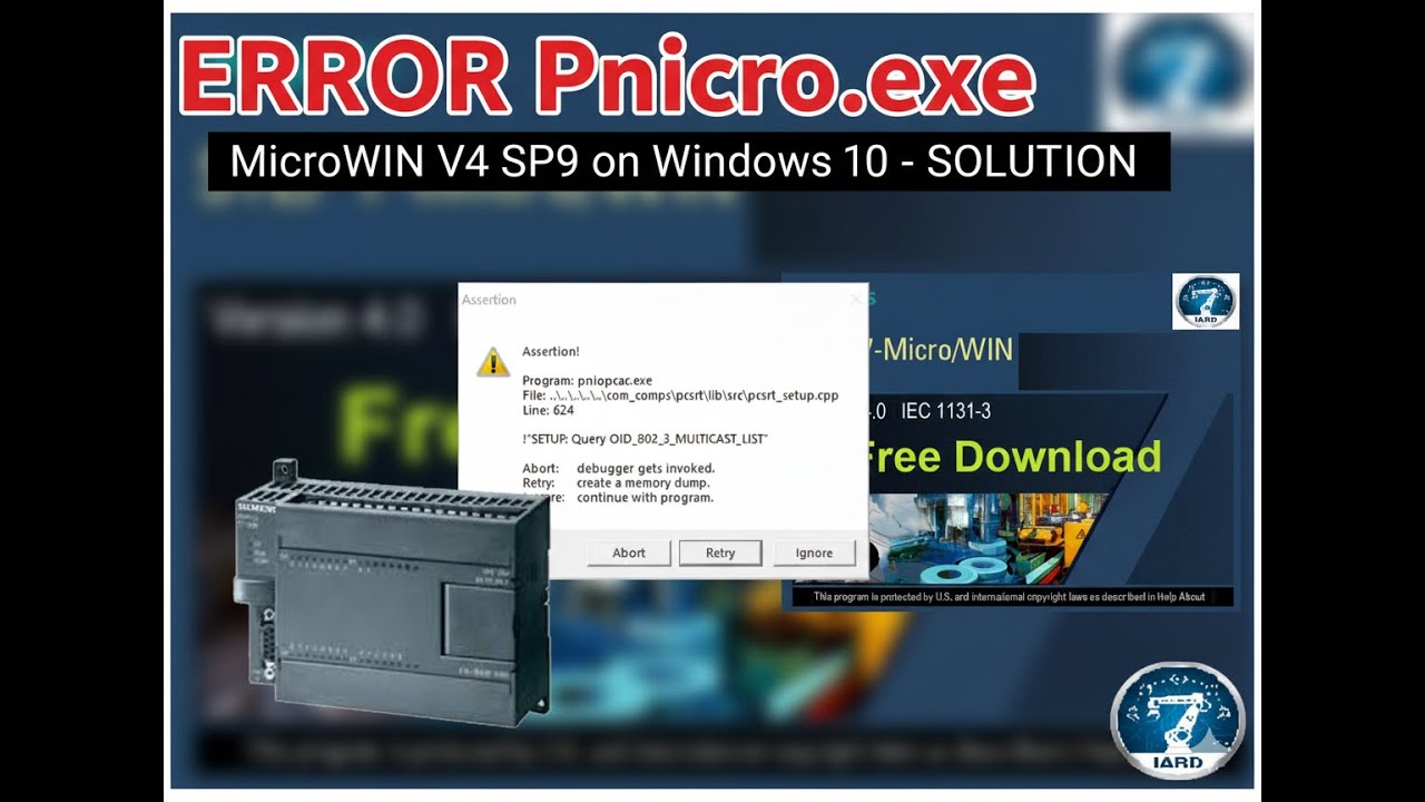 Solution for ERROR Pniopcac.exe in MicroWIN V4 SP9 on Windows 10